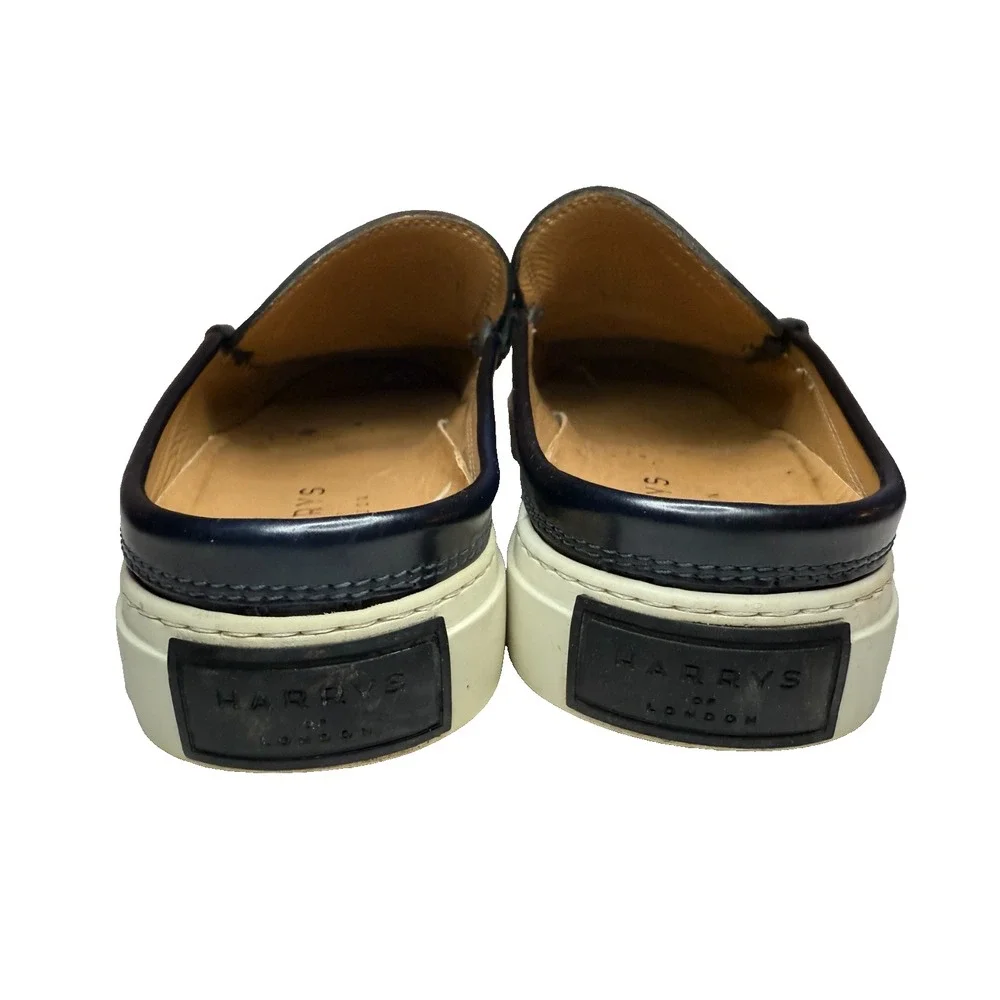 Harrys of London Men Loafer Slide Old Money Handmade Leather Blue Vibram Mule 42